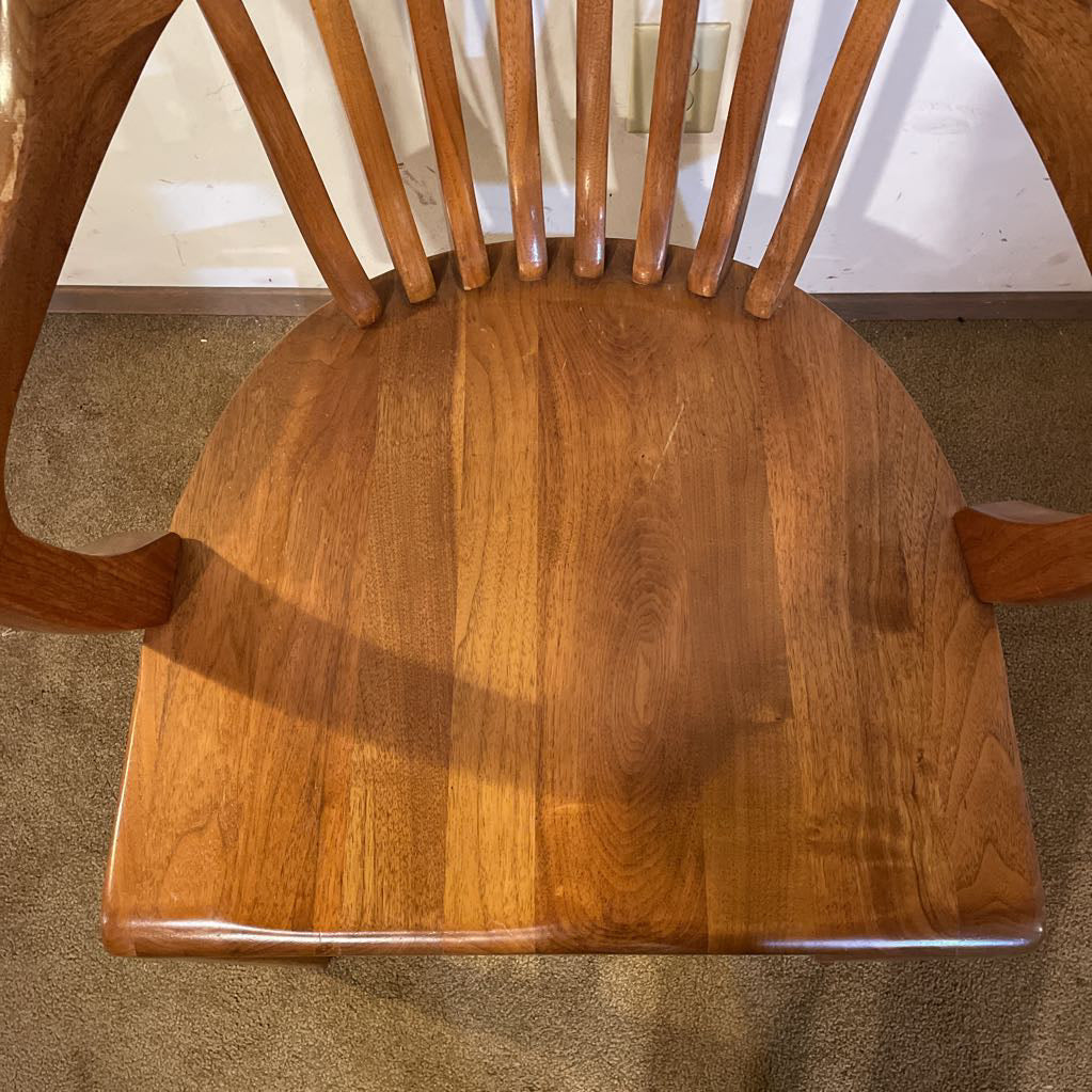 Oak Curved Slat Back Arm Chair