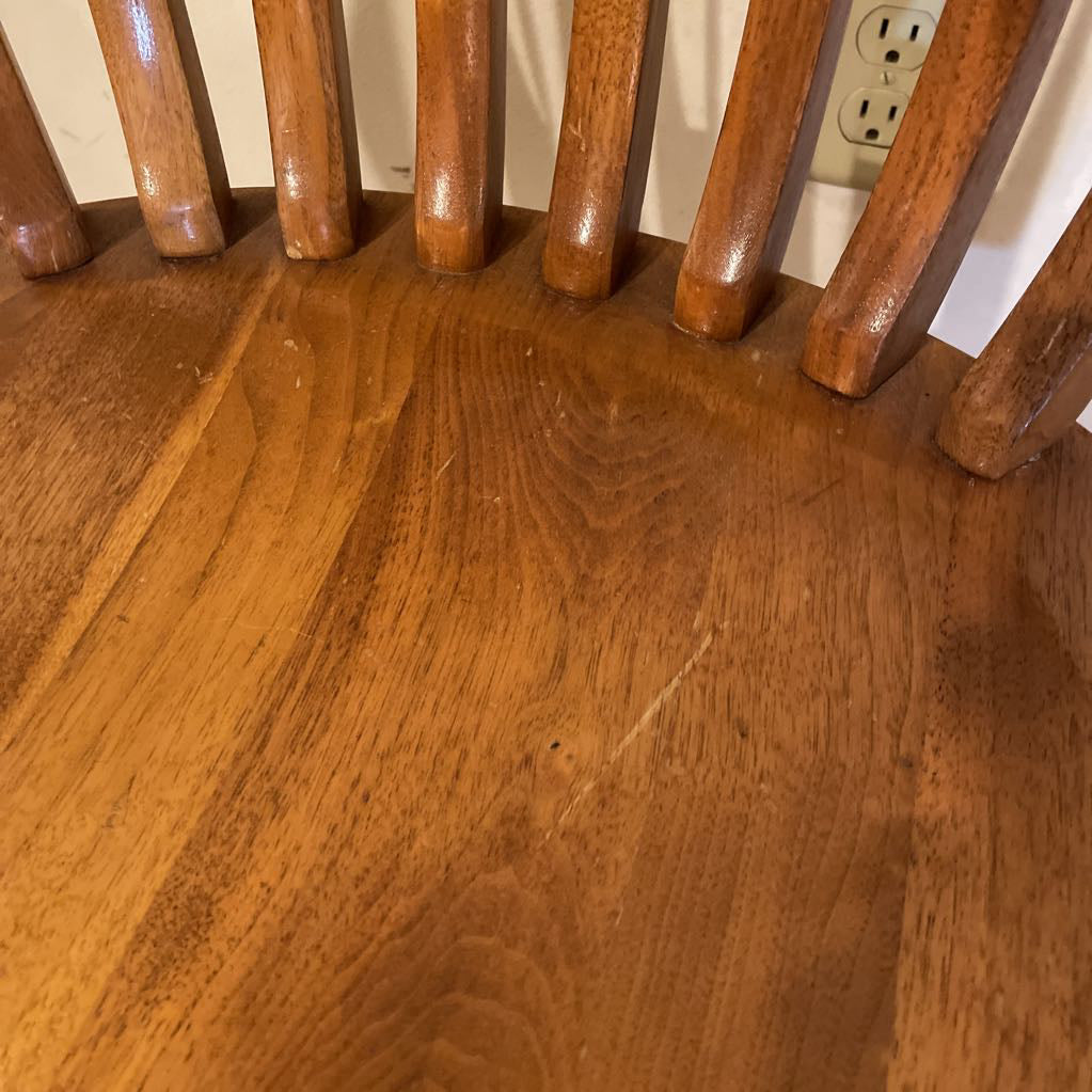 Oak Curved Slat Back Arm Chair