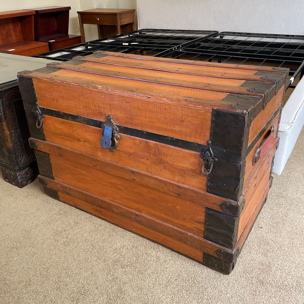 Wood Trunk with Metal Detailing
