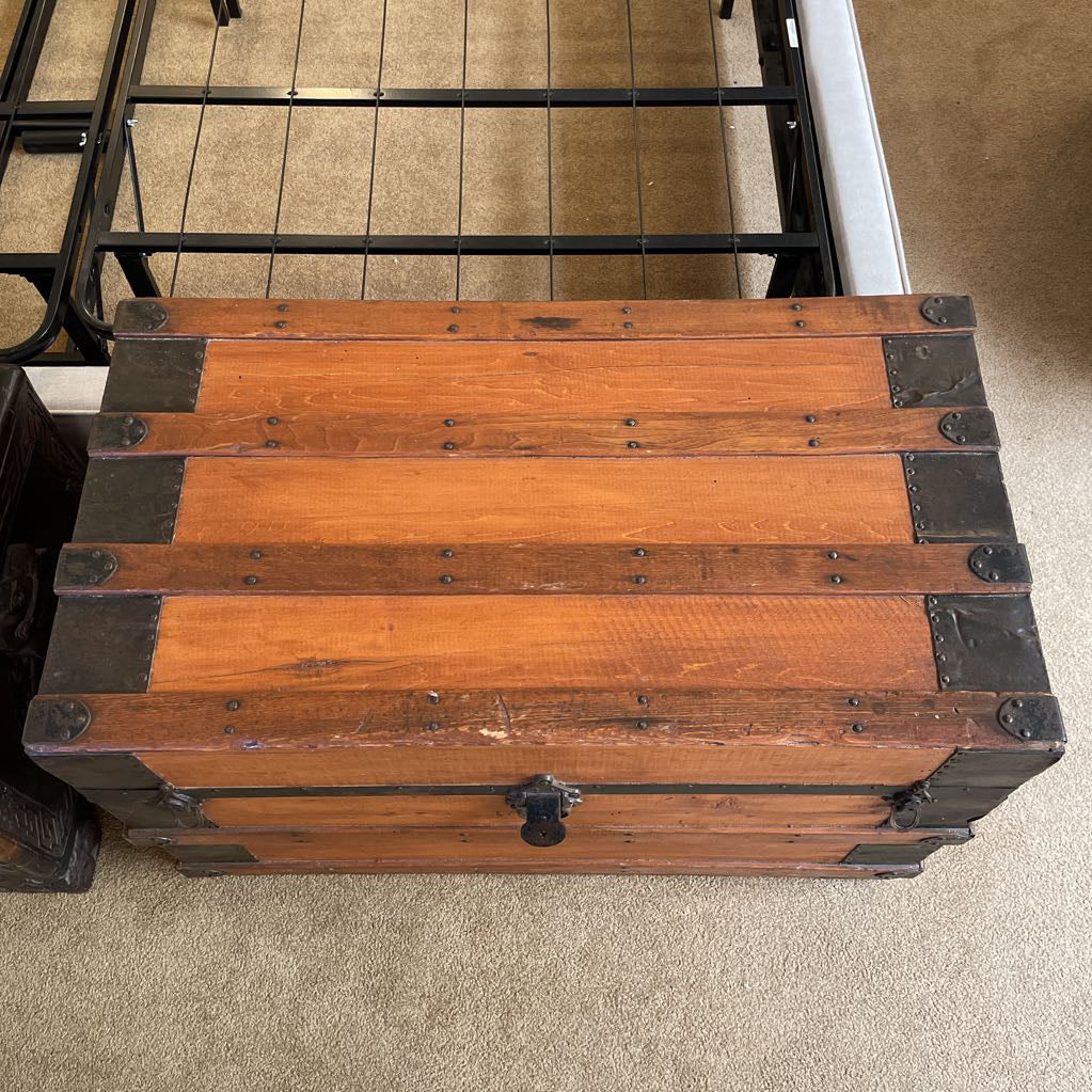Wood Trunk with Metal Detailing