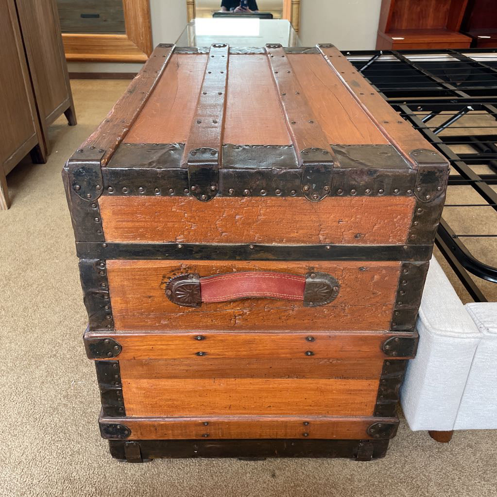 Wood Trunk with Metal Detailing