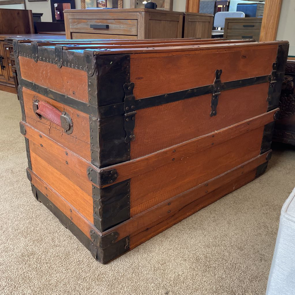 Wood Trunk with Metal Detailing