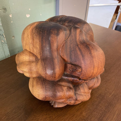 Carved Wood Weaping Buddha Sculpture