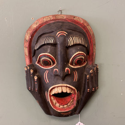 Large Tribal Face & Hands Indonesian Mask
