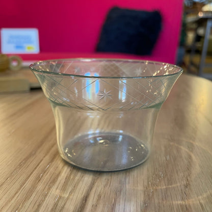 Wooden Tray with 3 Etched Glass Cups in Wood Holders SET