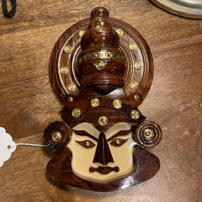 Asian Wooden Face Sculpture/Wall Decor