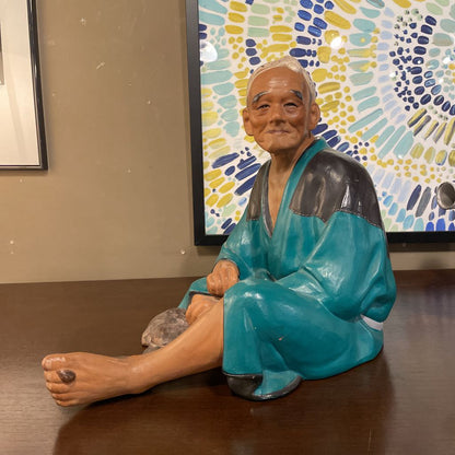 Japanese Seated Fishing Net Maker Statue