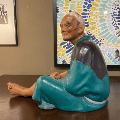 Japanese Seated Fishing Net Maker Statue
