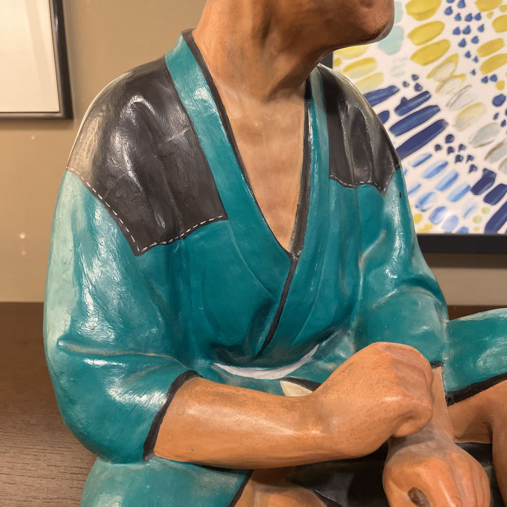 Japanese Seated Fishing Net Maker Statue