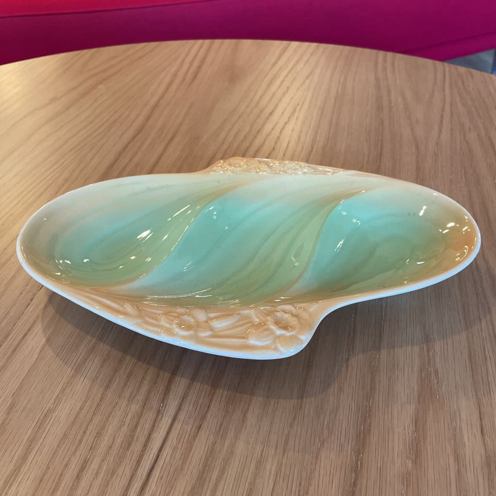 Shorter & Son/England Oval Green and Yellow Serving Dish