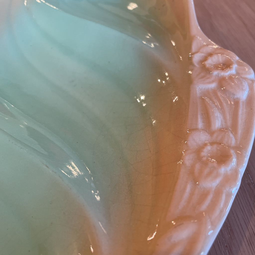 Shorter & Son/England Oval Green and Yellow Serving Dish