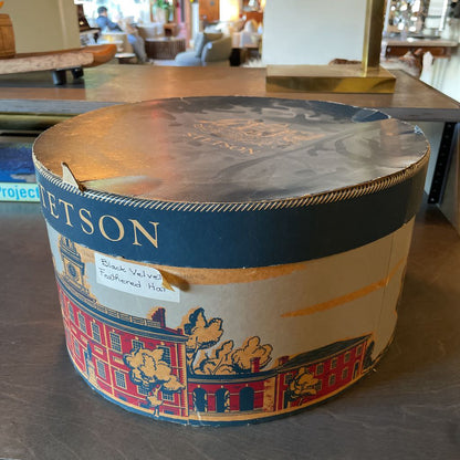 Vintage Town Scene Stetson Hat Box
