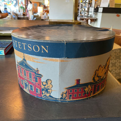 Vintage Town Scene Stetson Hat Box
