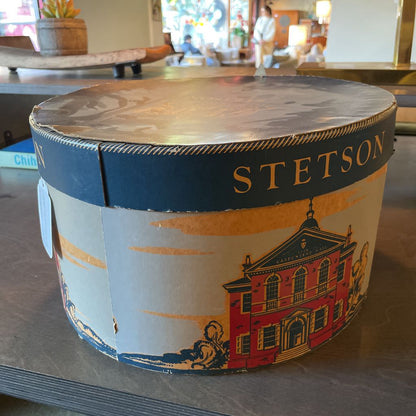 Vintage Town Scene Stetson Hat Box