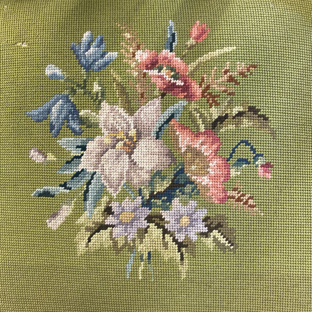 Vintage Oak Needlepoint Rocker U ACCENT CHAIRS