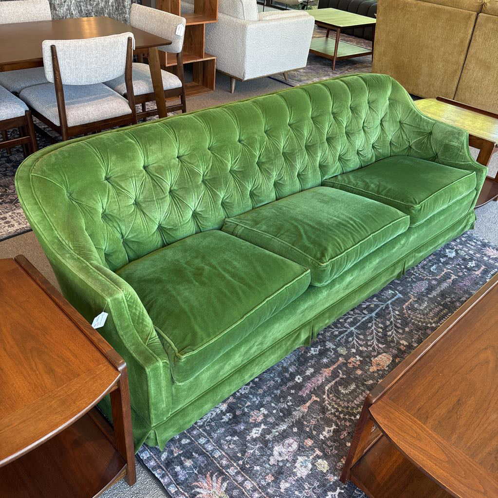 Green Tufted Vintage Sofa (AS IS)