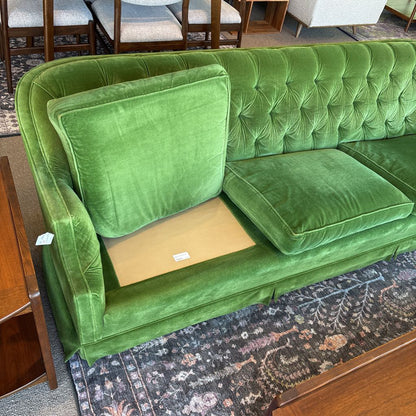 Green Tufted Vintage Sofa (AS IS)