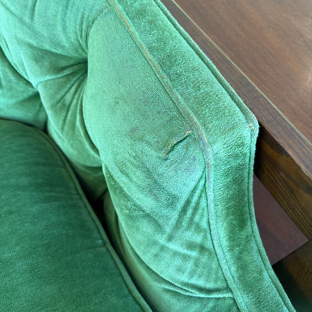 Green Tufted Vintage Sofa (AS IS)