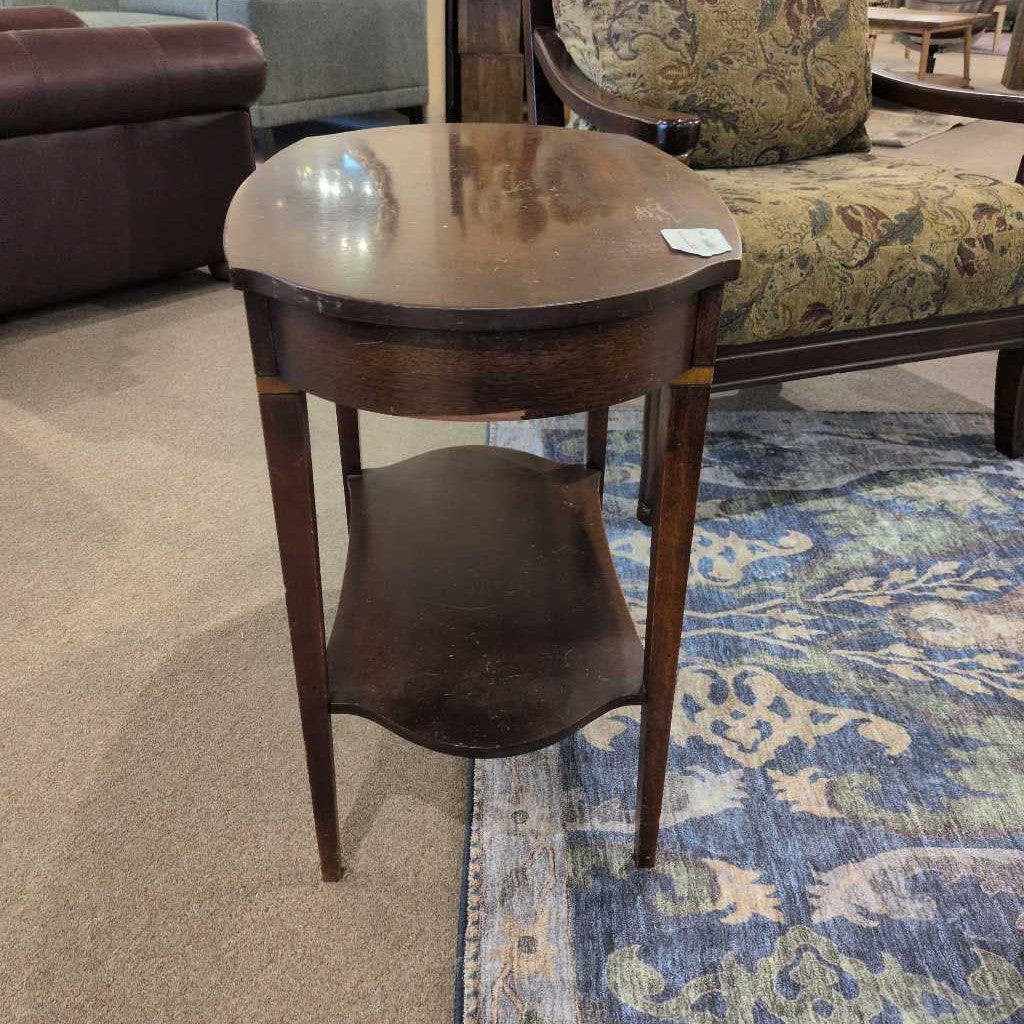 Vintage Cherry Wood 2-Tier Side Table