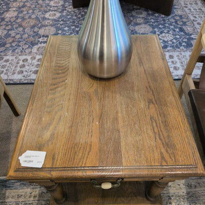 Vintage Oak Side Table w/ Drawer