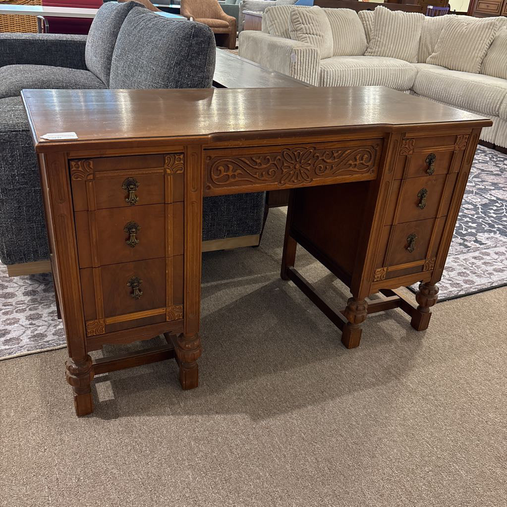 Ornate Vintage 6 Drawer Desk