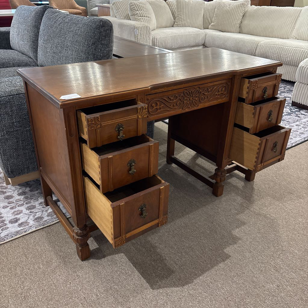 Ornate Vintage 6 Drawer Desk C DESKS