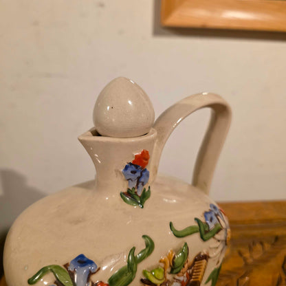 Heart-Shaped Alpine Flowers & Folk Musicians Decanter(Merkelbach?)
