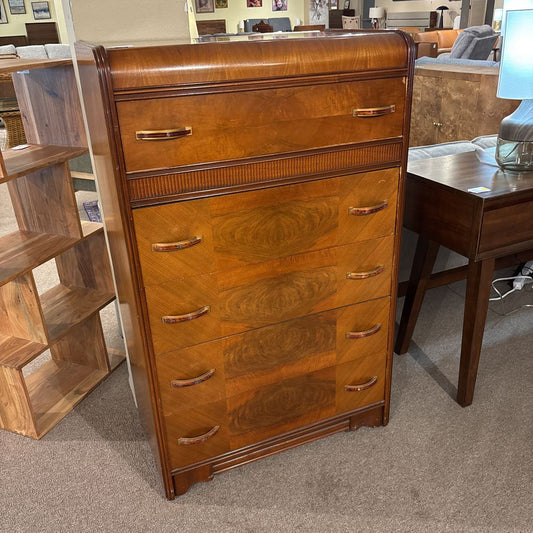 Vintage Waterfall 5 Drawer Highboy