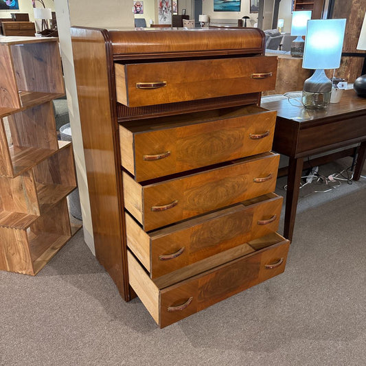 Vintage Waterfall 5 Drawer Highboy