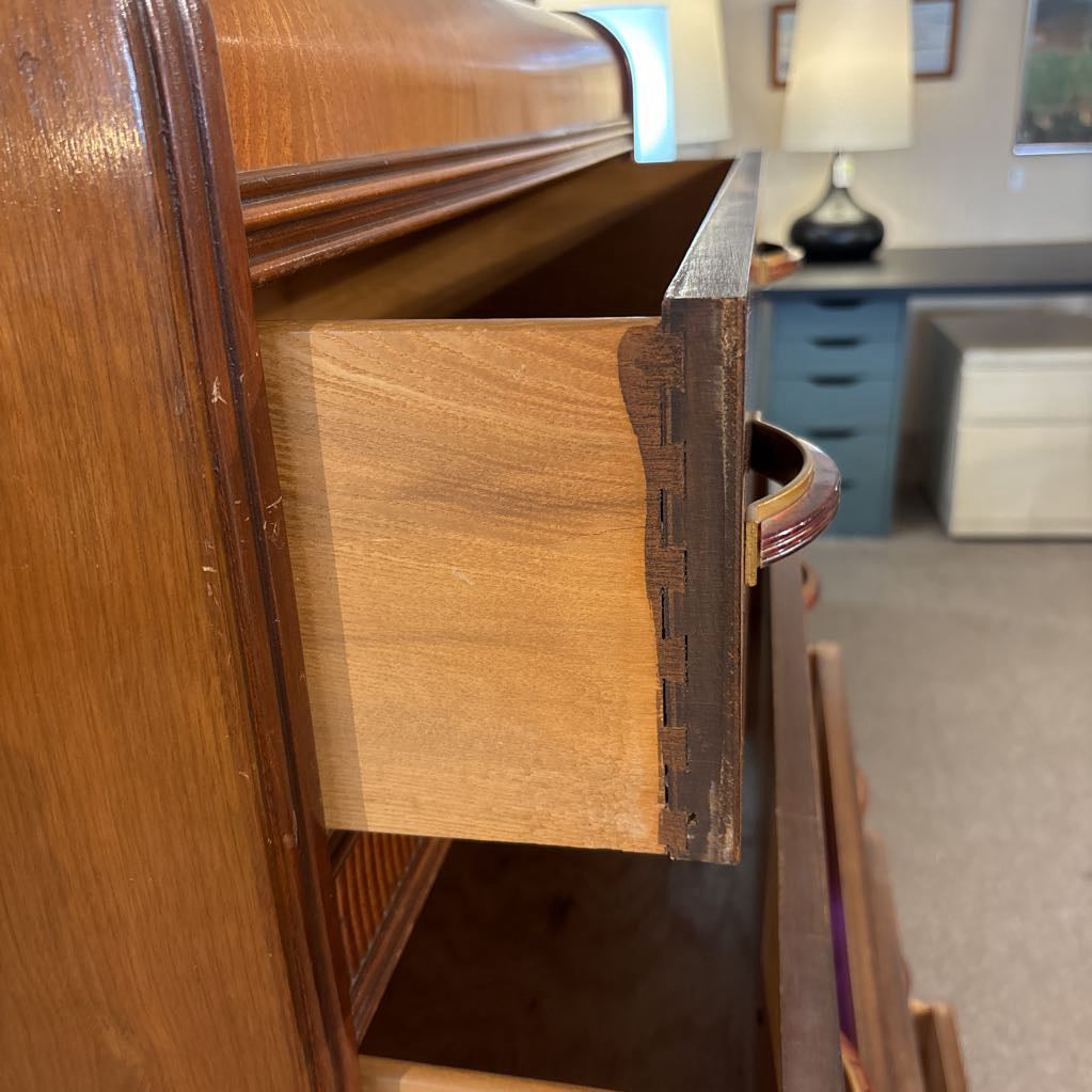 Vintage Waterfall 5 Drawer Highboy