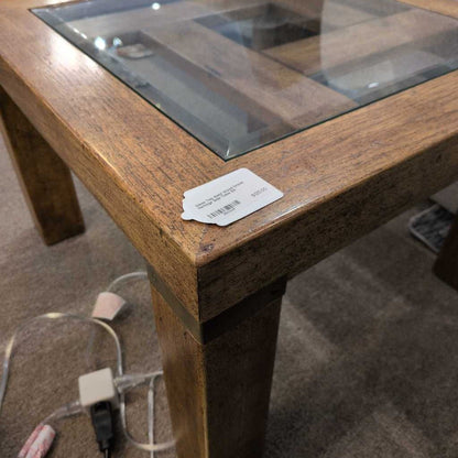 Glass Top Solid Wood Drexel Heritage Side Table