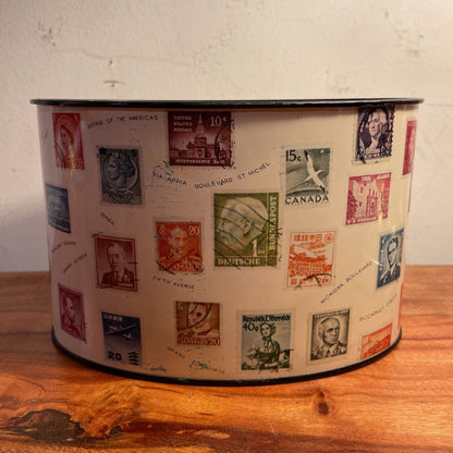 Oval Postage Stamps Design Desk Bin