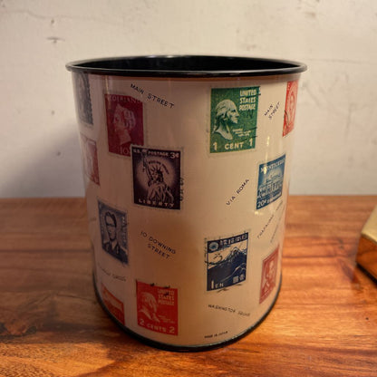 Oval Postage Stamps Design Desk Bin