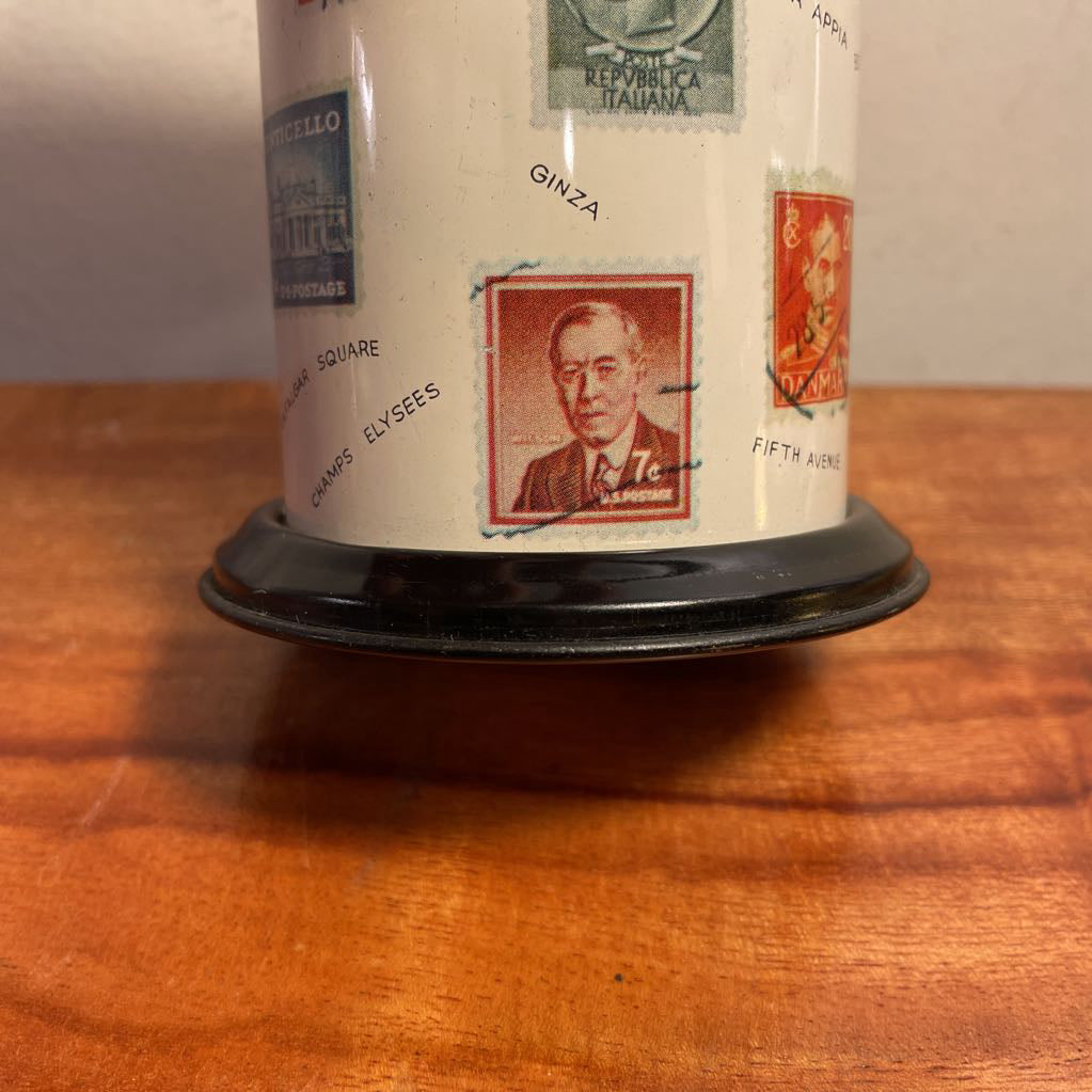 Postage Stamps Design Pencil Jar