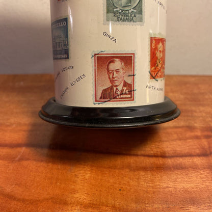 Postage Stamps Design Pencil Jar