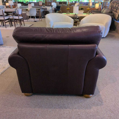Rolled Arm Top Grain Leather Accent Chair