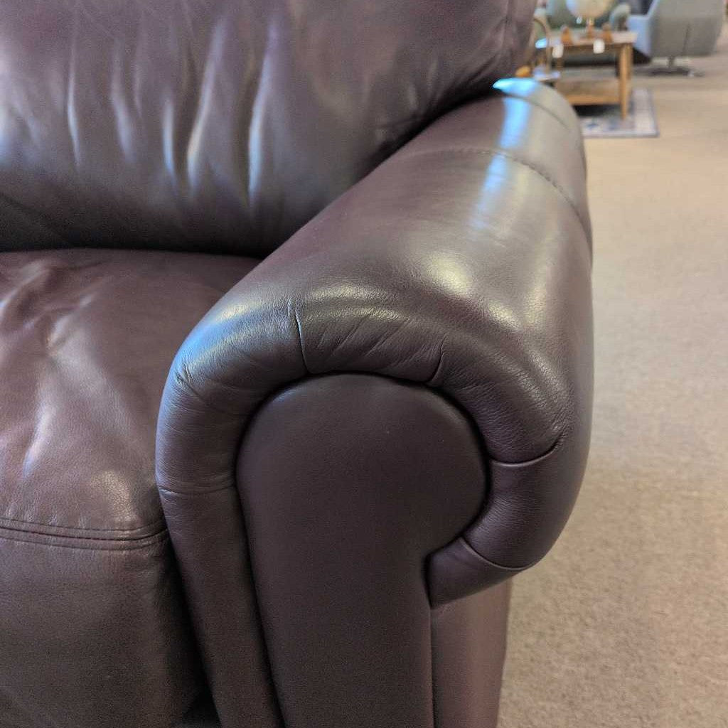 Rolled Arm Top Grain Leather Accent Chair