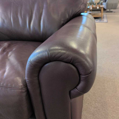 Rolled Arm Top Grain Leather Accent Chair