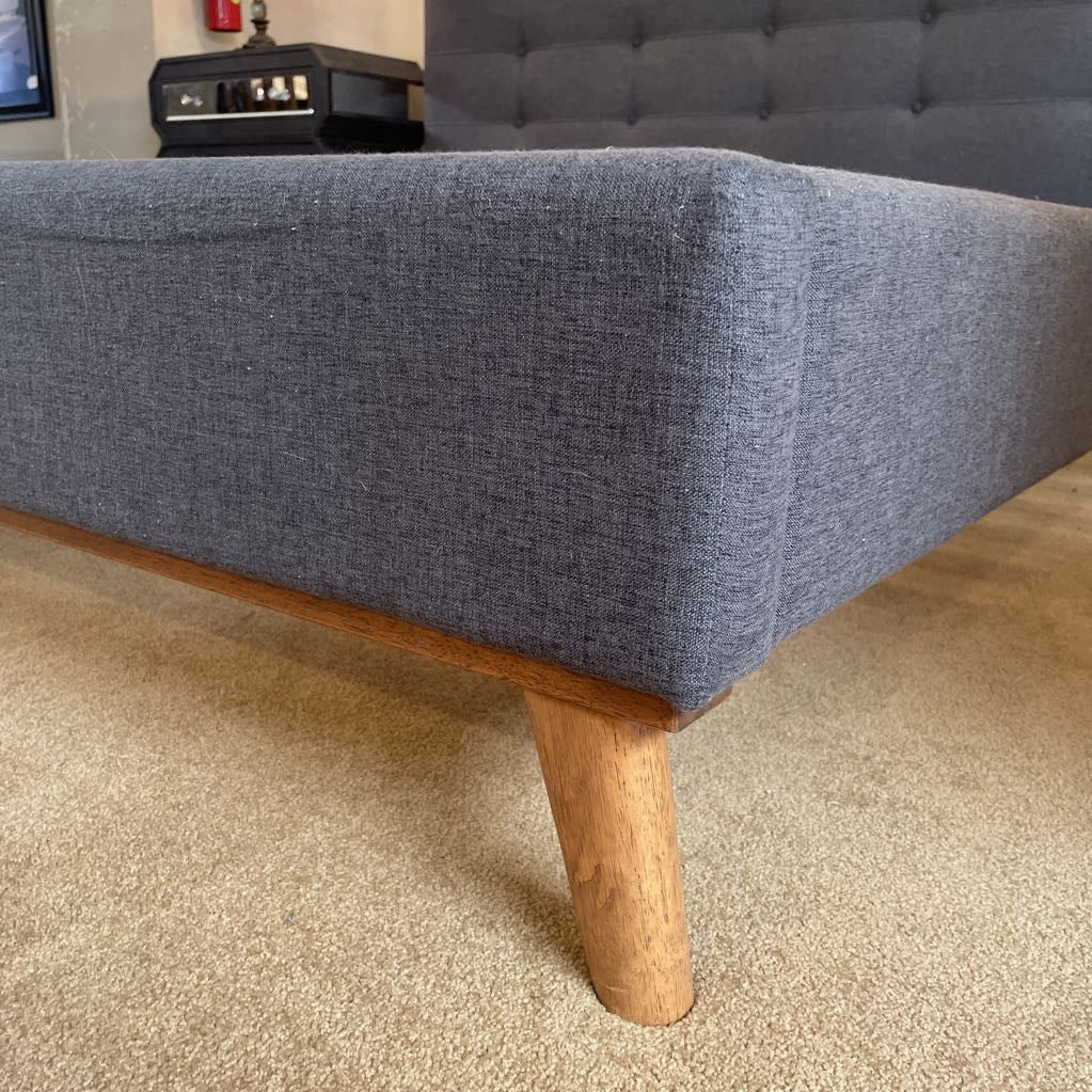 Grey Fabric Tufted King Bed Frame