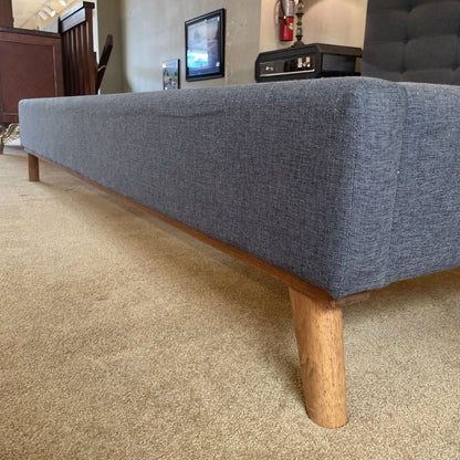 Grey Fabric Tufted King Bed Frame