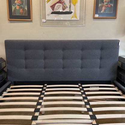 Grey Fabric Tufted King Bed Frame