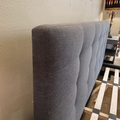 Grey Fabric Tufted King Bed Frame