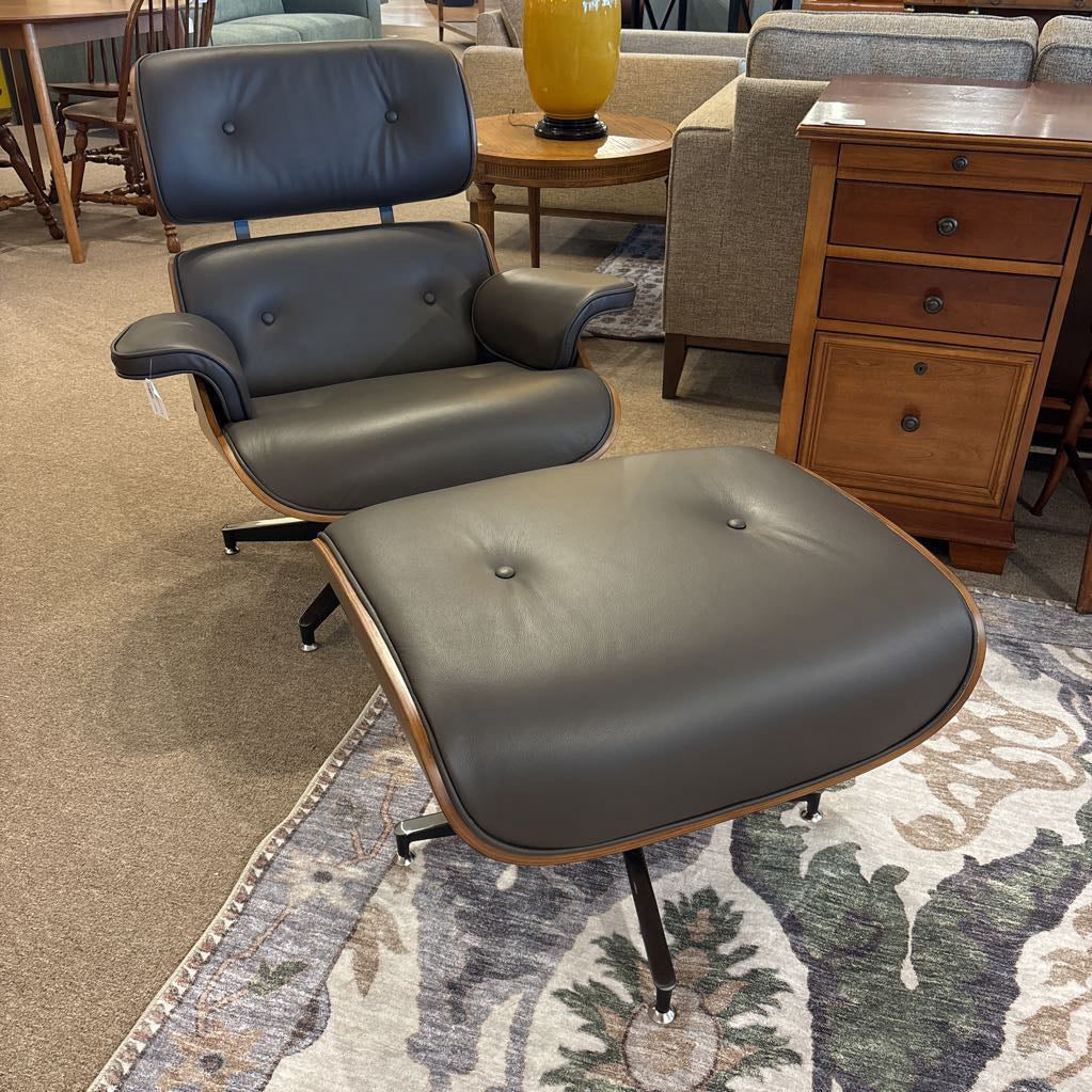 Brown Leather Bentwood Lounge Chair & Ottoman U ACCENT CHAIRS