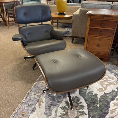 Brown Leather Bentwood Lounge Chair & Ottoman U ACCENT CHAIRS