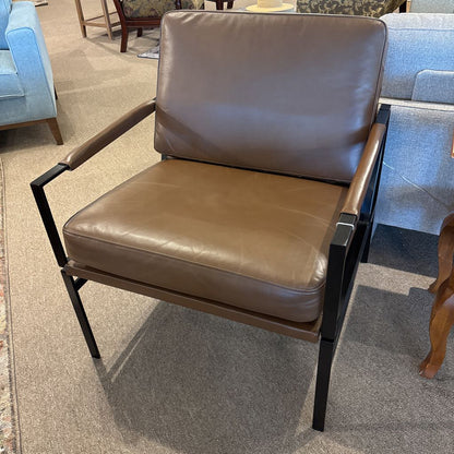 Puckman Brown Leather Accent Chair