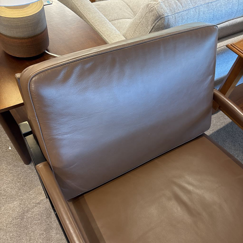 Puckman Brown Leather Accent Chair