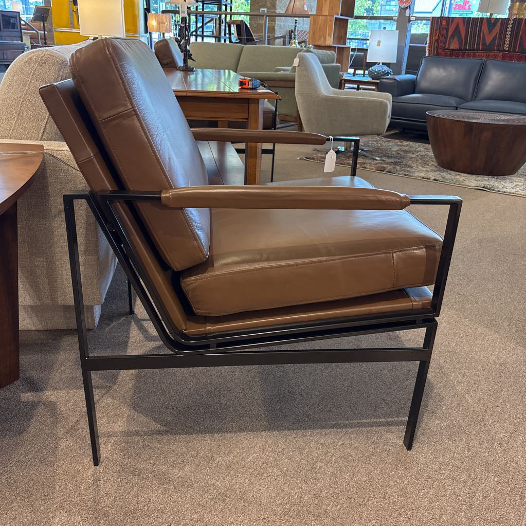 Puckman Brown Leather Accent Chair