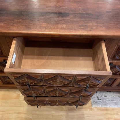 Spanish Carved Wood Narrow Sideboard