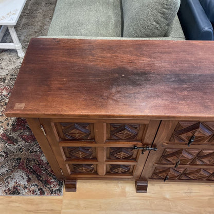Spanish Carved Wood Narrow Sideboard
