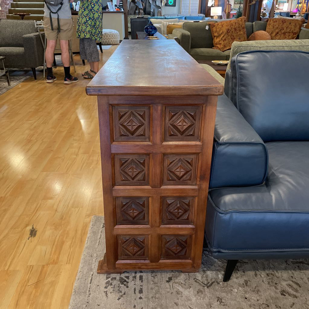 Spanish Carved Wood Narrow Sideboard